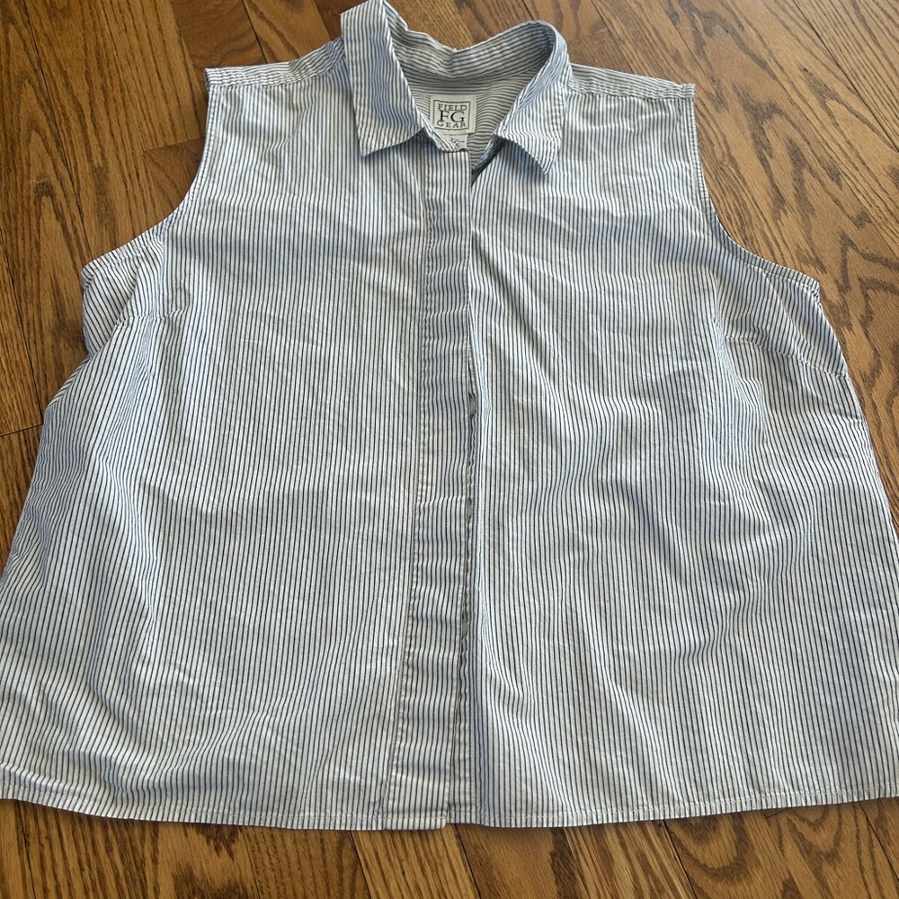 Women's Blue Striped Sleeveless Top